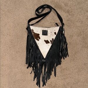 Sts Ranchwear Fringe Cowhide Leather Crossbody Bag